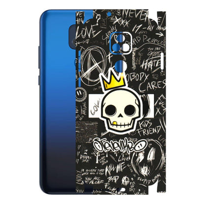 Motorola Phone Skins (All Models) - Funny Skull Black Chalk Grafitti - 3D Embossed Finish (L-22) Motorola Moto G Play