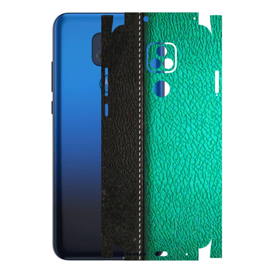 Motorola Phone Skins (All Models) - Black Green Dual Leather Stich - 3D Embossed Finish (L-233) Motorola Moto G Play