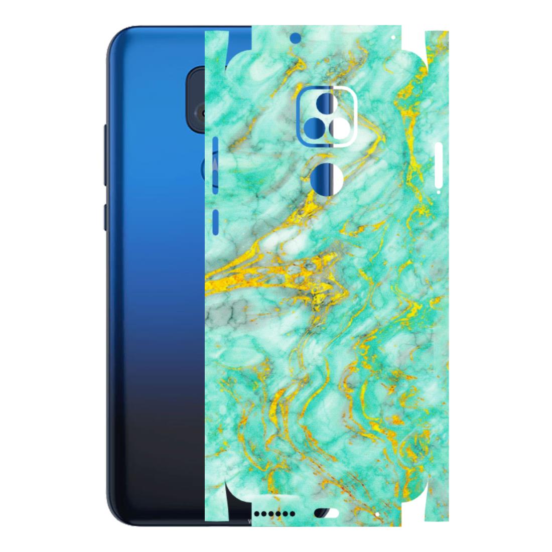Motorola Phone Skins (All Models) - Green And Gold Marble Feel - Matte Finish (M-16) Motorola Moto G Play