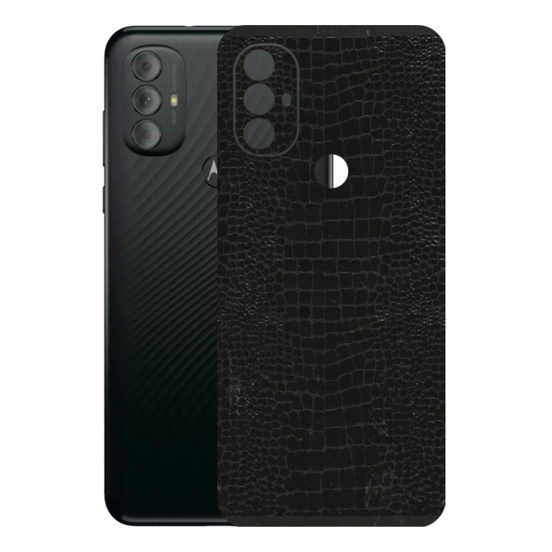 Motorola Phone Skins (All Models) - Snake Leather Black - 3D Embossed Finish (L-107) Motorola Moto G Power