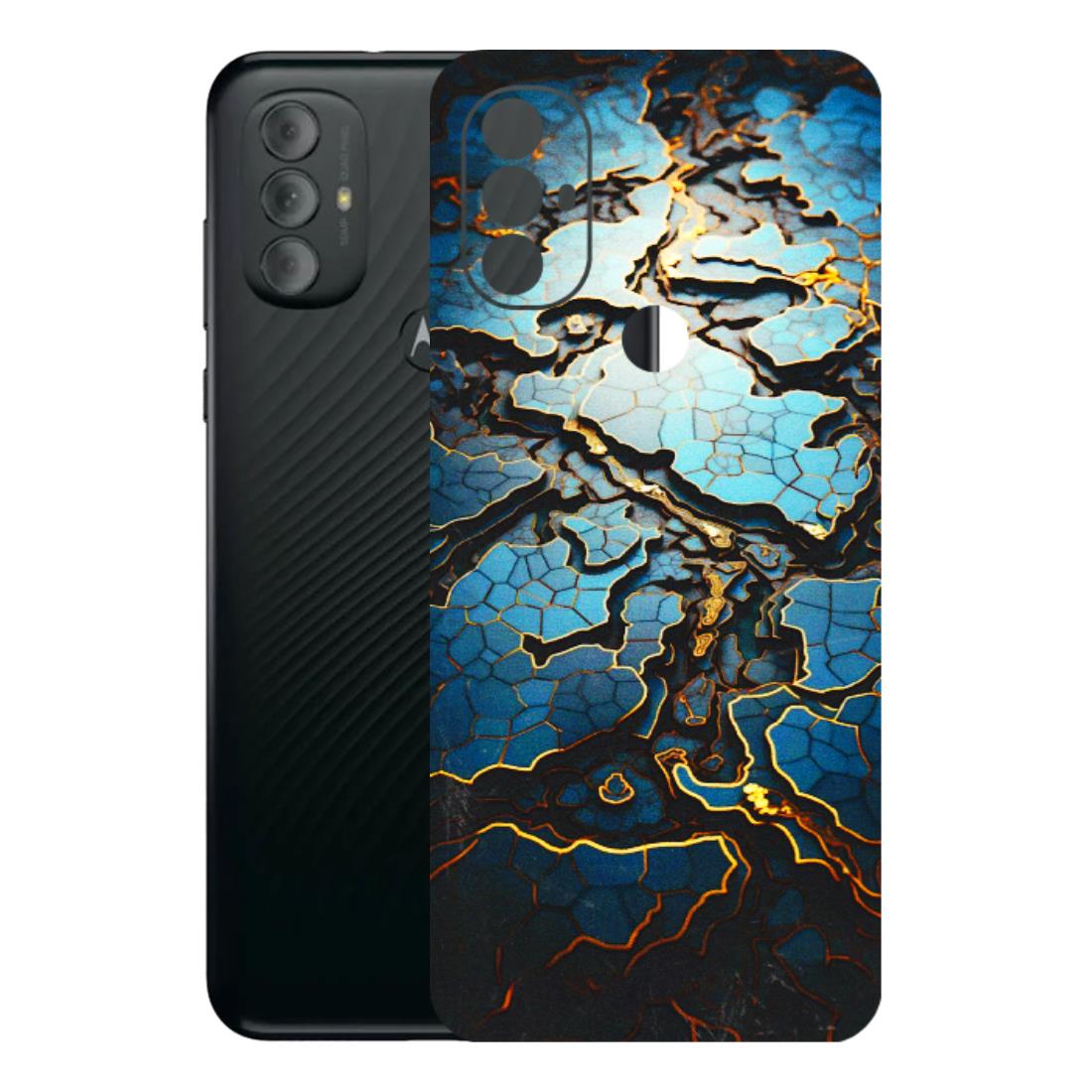 Motorola Phone Skins (All Models) - Blue Gold Abstract - 3D Embossed Finish (L-11) Motorola Moto G Power