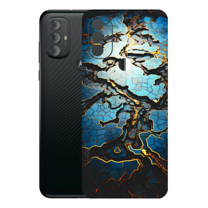 Motorola Phone Skins (All Models) - Blue Gold Abstract - 3D Embossed Finish (L-11) Motorola Moto G Power