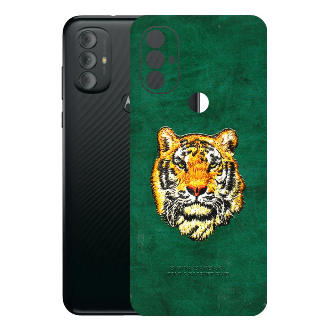 Motorola Phone Skins (All Models) - Leather Feel Tiger - 3D Embossed Finish (L-111) Motorola Moto G Power
