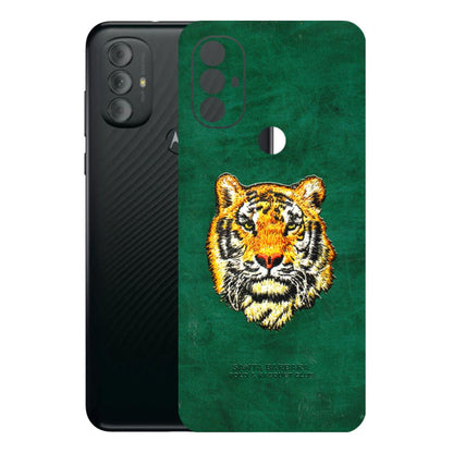 Motorola Phone Skins (All Models) - Leather Feel Tiger - 3D Embossed Finish (L-111) Motorola Moto G Power