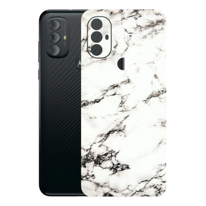Motorola Phone Skins (All Models) - Black and White Marble Texture - 3D Embossed Finish (L-124) Motorola Moto G Power