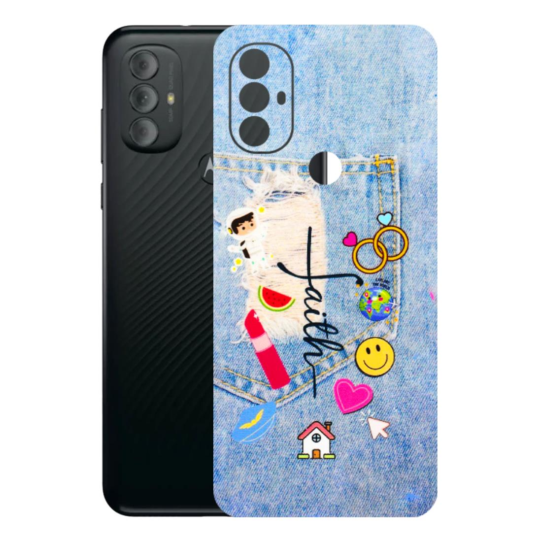 Motorola Phone Skins (All Models) - Denim Jeans Pocket - 3D Embossed Finish (L-134) Motorola Moto G Power