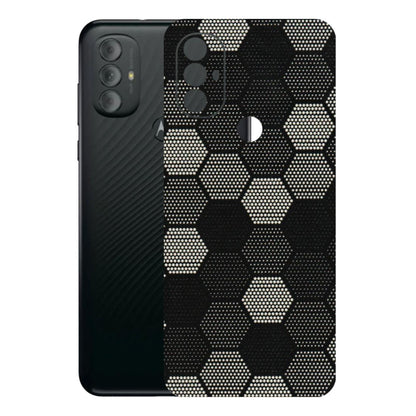 Motorola Phone Skins (All Models) - Black & White Dotted Honeycomb Texture - 3D Embossed Finish (L-202) Motorola Moto G Power