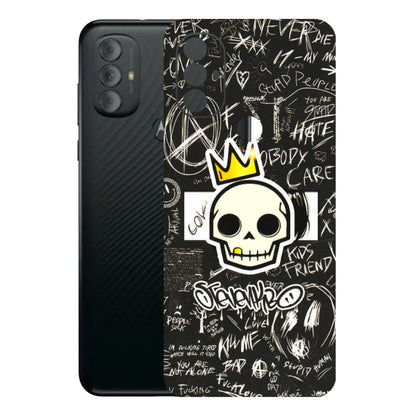 Motorola Phone Skins (All Models) - Funny Skull Black Chalk Grafitti - 3D Embossed Finish (L-22) Motorola Moto G Power