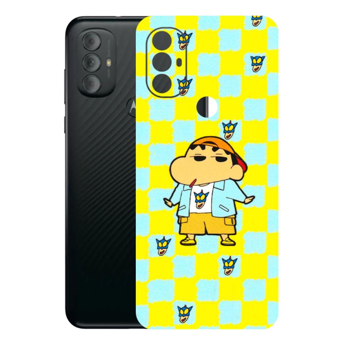 Motorola Phone Skins (All Models) - Yellow Blue Shinchan Cute - 3D Embossed Finish (L-221) Motorola Moto G Power