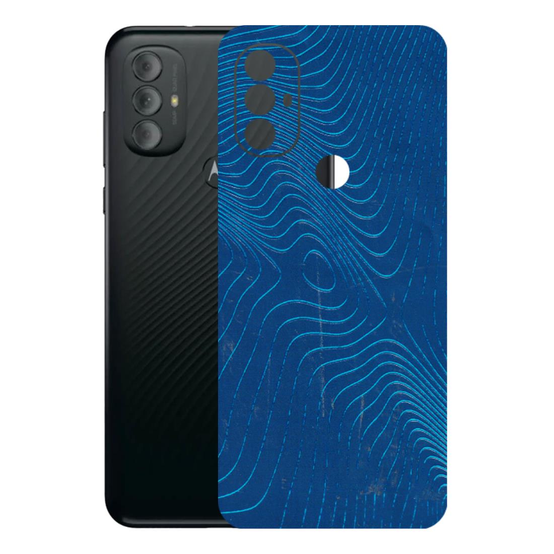 Motorola Phone Skins (All Models) - Abstract Blue Line Map - 3D Embossed Finish (L-272) Motorola Moto G Power