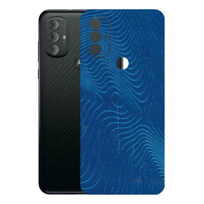 Motorola Phone Skins (All Models) - Abstract Blue Line Map - 3D Embossed Finish (L-272) Motorola Moto G Power