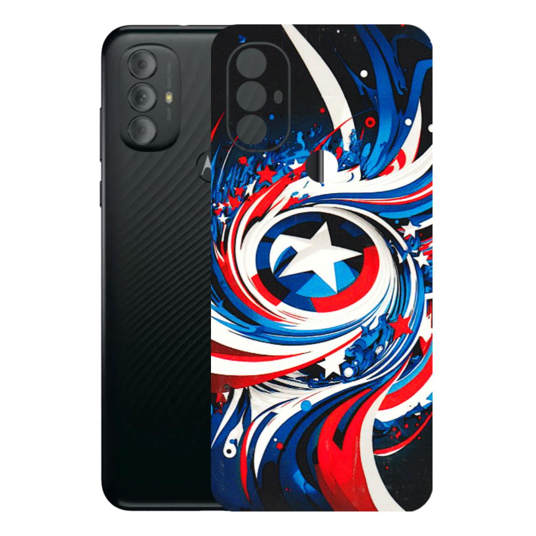 Motorola Phone Skins (All Models) - Captain America Logo - 3D Embossed Finish (L-307) Motorola Moto G Power