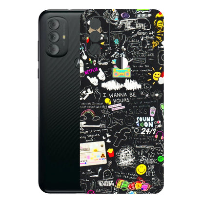 Motorola Phone Skins (All Models) - Black Creatives Doodles - 3D Embossed Finish (L-311) Motorola Moto G Power