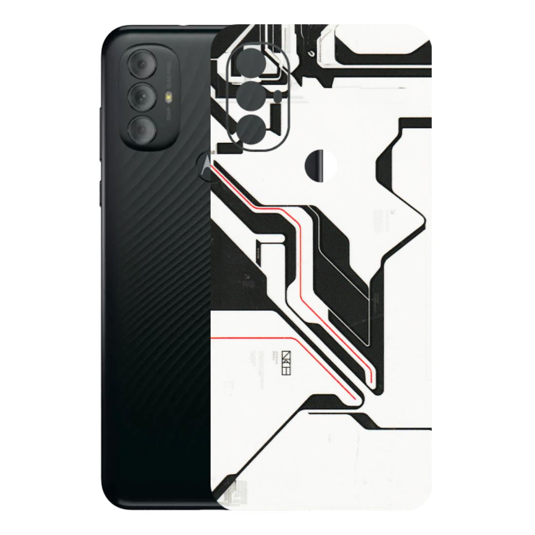 Motorola Phone Skins (All Models) - White Techy Logo - 3D Embossed Finish (L-312) Motorola Moto G Power