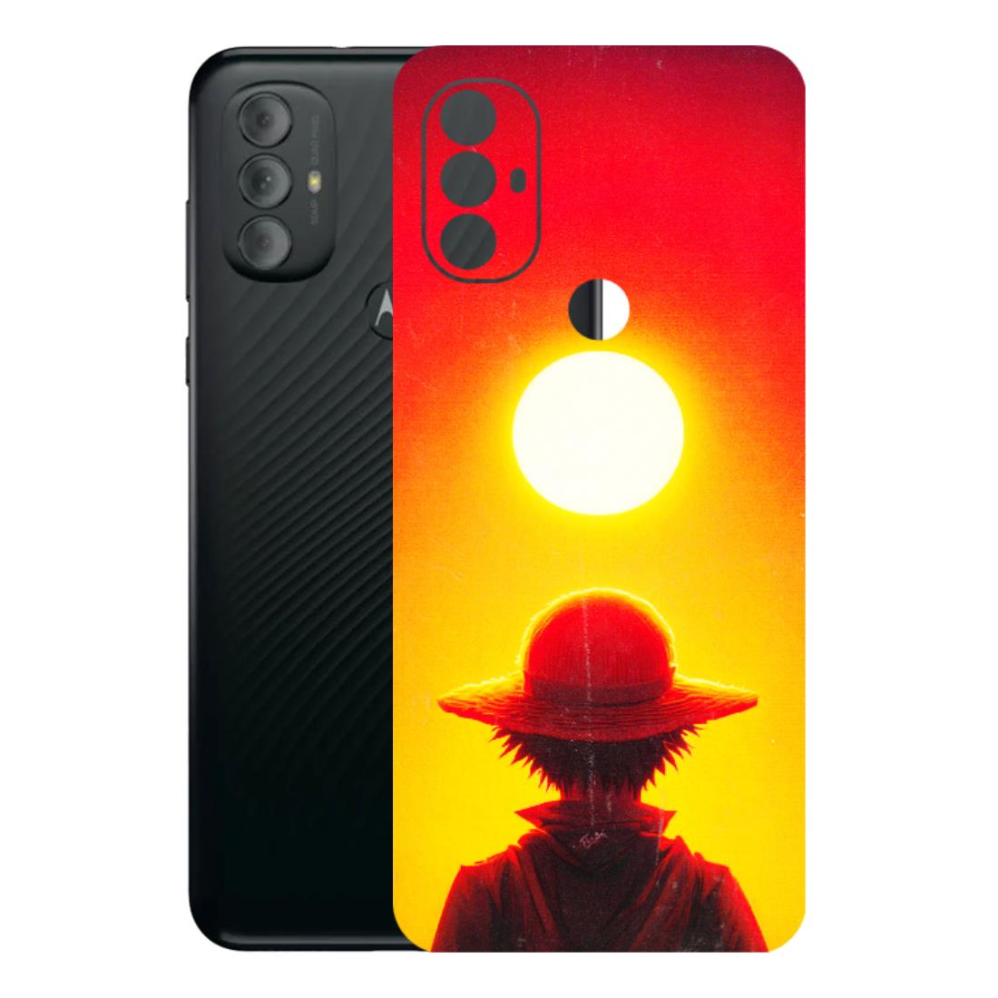 Motorola Phone Skins (All Models) - Cool Sunset With Monkey D.Luffy Anime - 3D Embossed Finish (L-329) Motorola Moto G Power