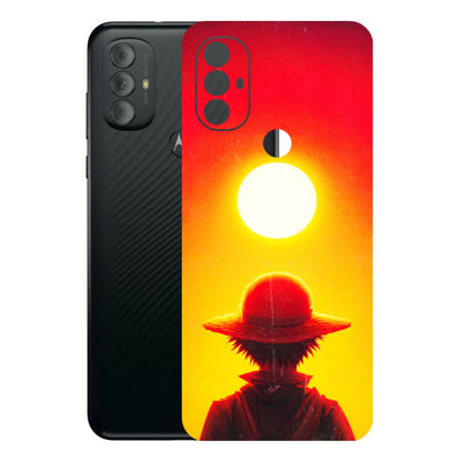 Motorola Phone Skins (All Models) - Cool Sunset With Monkey D.Luffy Anime - 3D Embossed Finish (L-329) Motorola Moto G Power