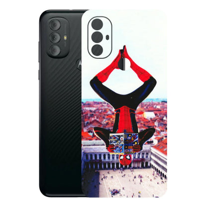 Motorola Phone Skins (All Models) - Spiderman Hanging - 3D Embossed Finish (L-53) Motorola Moto G Power