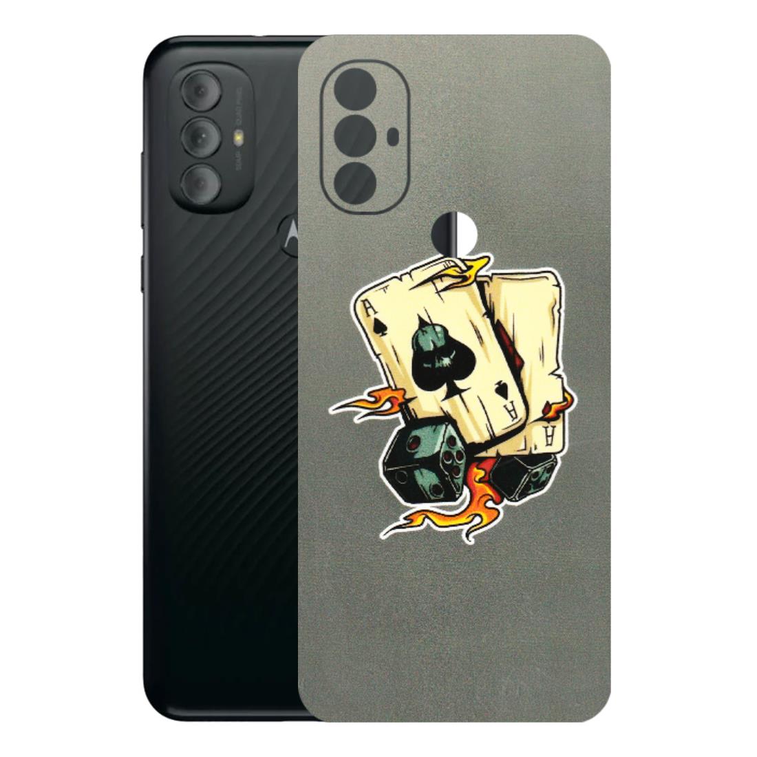 Motorola Phone Skins (All Models) - Grey Cards Of Ace - 3D Embossed Finish (L-77) Motorola Moto G Power