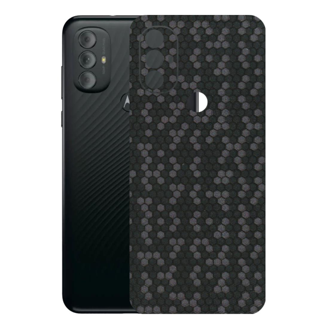 Motorola Phone Skins (All Models) - Black Grey Honeycomb Sober - 3D Embossed Finish (L-85) Motorola Moto G Power