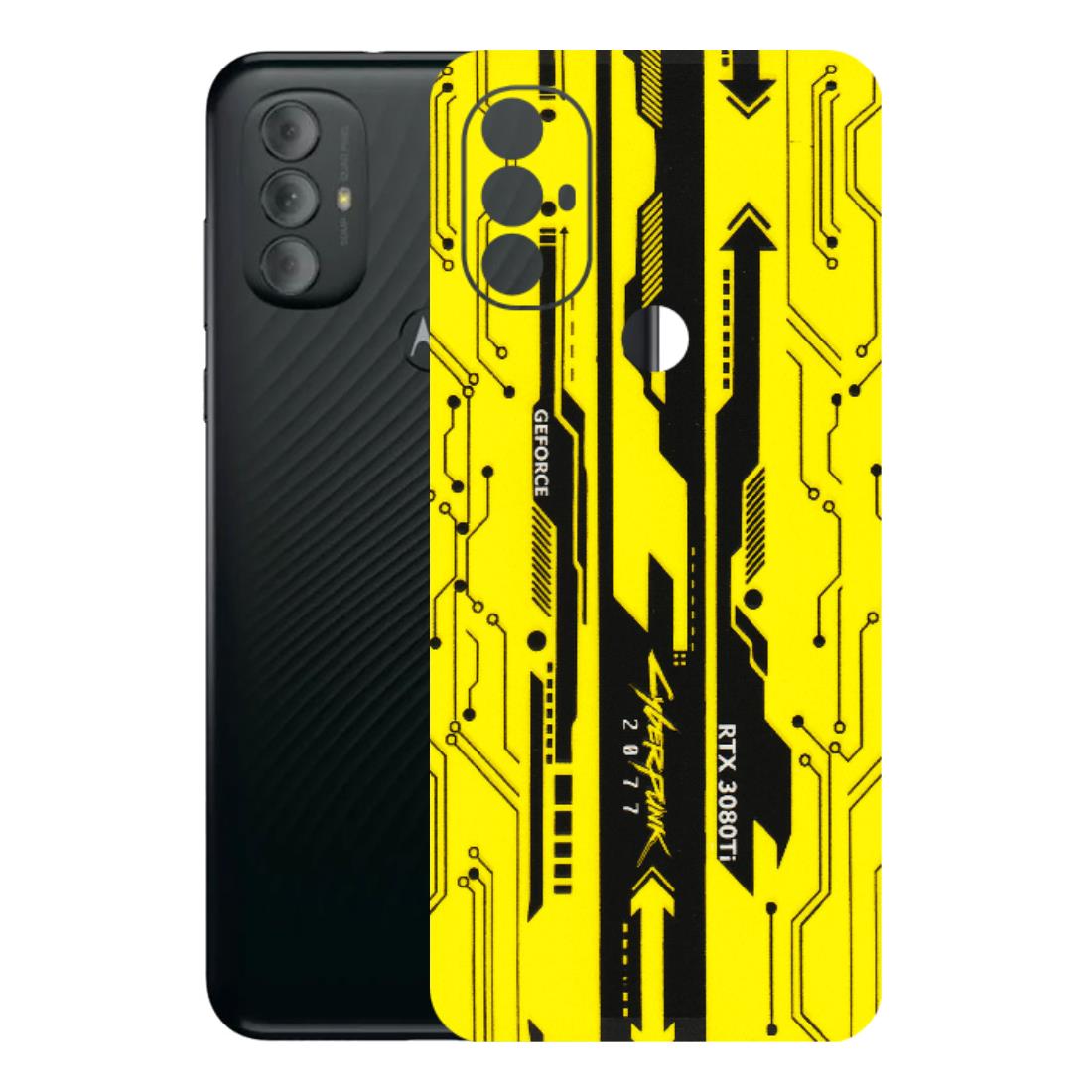 Motorola Phone Skins (All Models) - Yellow Cyberpunk - 3D Embossed Finish (L-93) Motorola Moto G Power