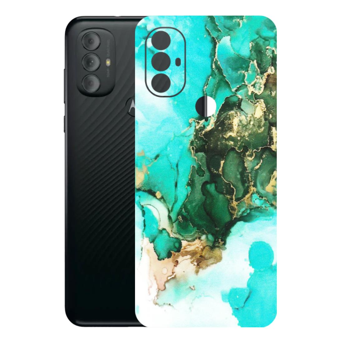 Motorola Phone Skins (All Models) - The Blue Gold Marble - Matte Finish (M-124) Motorola Moto G Power