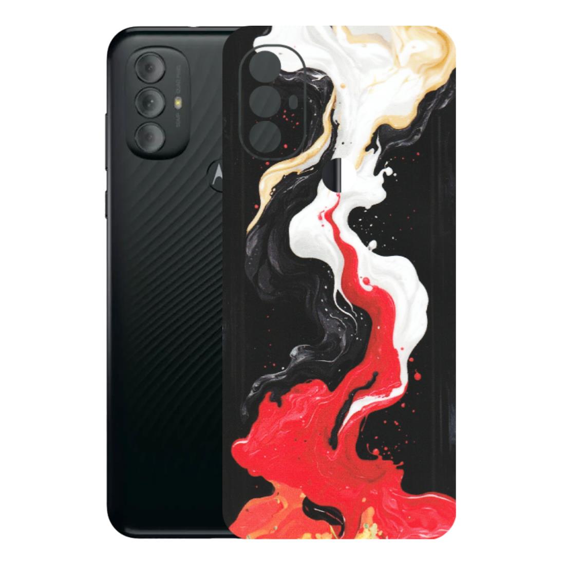Motorola Phone Skins (All Models) - Black Red White Paint Splash Fusion - Matte Finish (M-56) Motorola Moto G Power