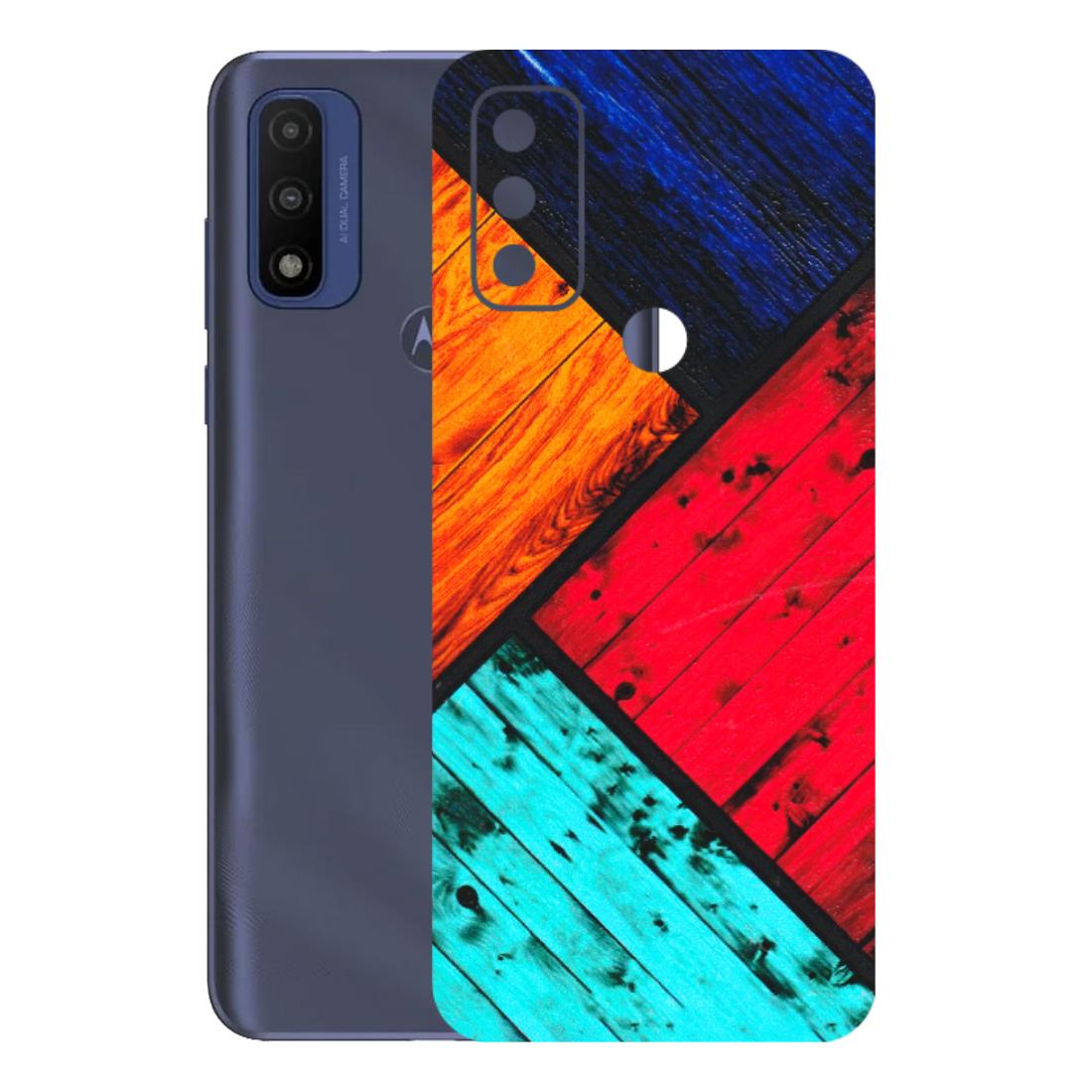 Motorola Phone Skins (All Models) - Colourful Wood Panels Abstract - 3D Embossed Finish (L-09) Motorola Moto G Pure
