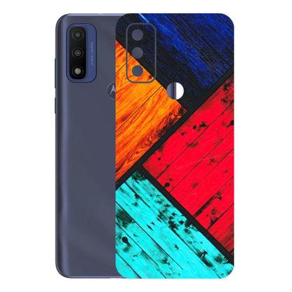 Motorola Phone Skins (All Models) - Colourful Wood Panels Abstract - 3D Embossed Finish (L-09) Motorola Moto G Pure