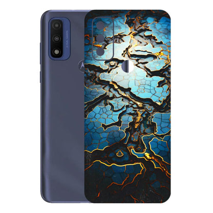 Motorola Phone Skins (All Models) - Blue Gold Abstract - 3D Embossed Finish (L-11) Motorola Moto G Pure