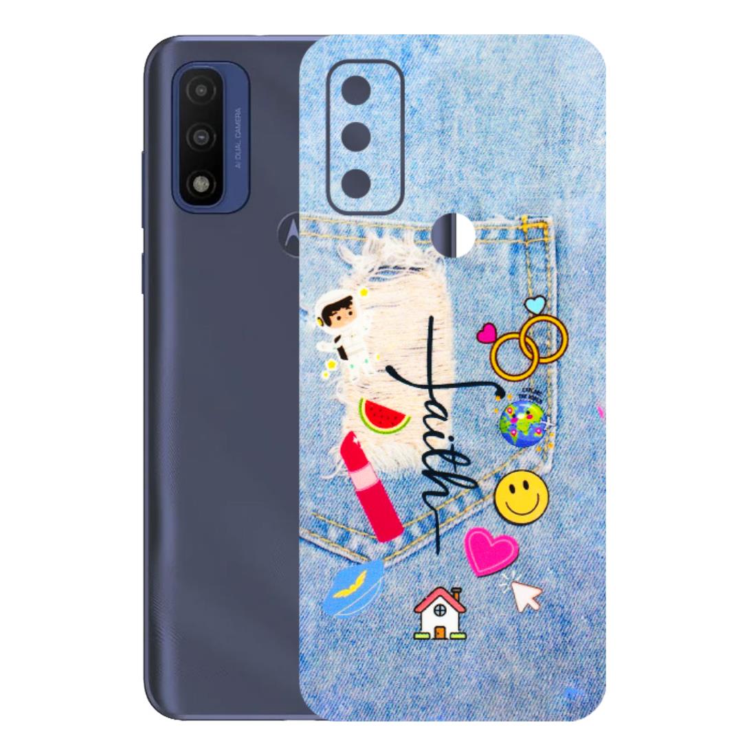 Motorola Phone Skins (All Models) - Denim Jeans Pocket - 3D Embossed Finish (L-134) Motorola Moto G Pure