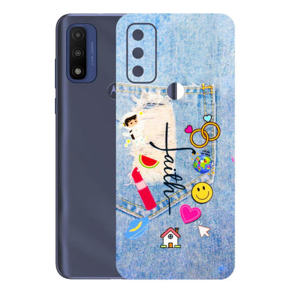 Motorola Phone Skins (All Models) - Denim Jeans Pocket - 3D Embossed Finish (L-134) Motorola Moto G Pure