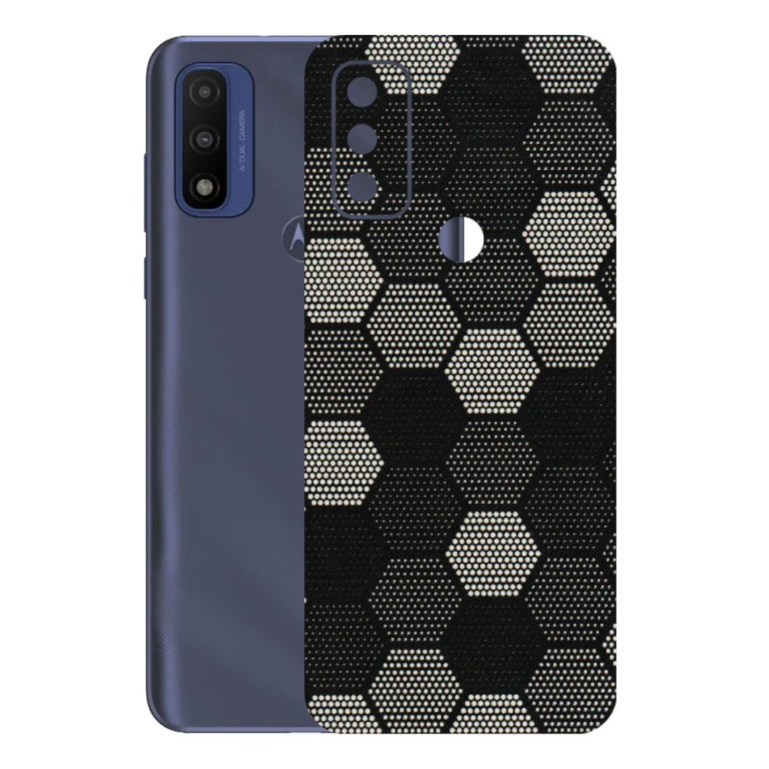 Motorola Phone Skins (All Models) - Black & White Dotted Honeycomb Texture - 3D Embossed Finish (L-202) Motorola Moto G Pure
