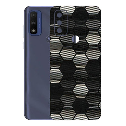 Motorola Phone Skins (All Models) - Black & White Dotted Honeycomb Texture - 3D Embossed Finish (L-202) Motorola Moto G Pure