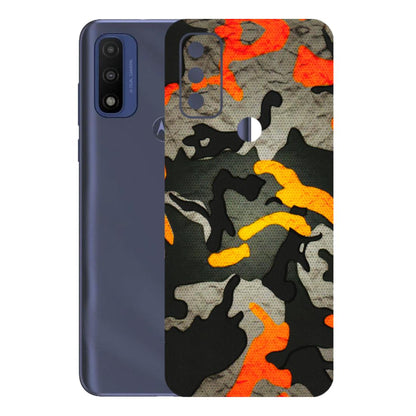 Motorola Phone Skins (All Models) - Orange Camouflage - 3D Embossed Finish (L-204) Motorola Moto G Pure