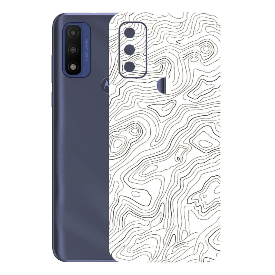 Motorola Phone Skins (All Models) - White Black Swirls - 3D Embossed Finish (L-219) Motorola Moto G Pure