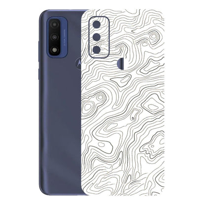 Motorola Phone Skins (All Models) - White Black Swirls - 3D Embossed Finish (L-219) Motorola Moto G Pure