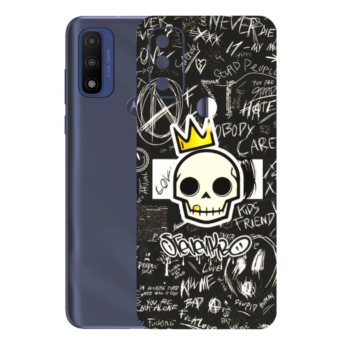 Motorola Phone Skins (All Models) - Funny Skull Black Chalk Grafitti - 3D Embossed Finish (L-22) Motorola Moto G Pure