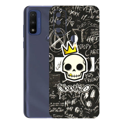 Motorola Phone Skins (All Models) - Funny Skull Black Chalk Grafitti - 3D Embossed Finish (L-22) Motorola Moto G Pure