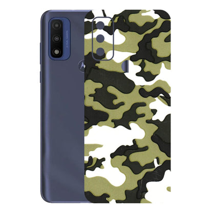 Motorola Phone Skins (All Models) - Camouflages White And Green - 3D Embossed Finish (L-243) Motorola Moto G Pure
