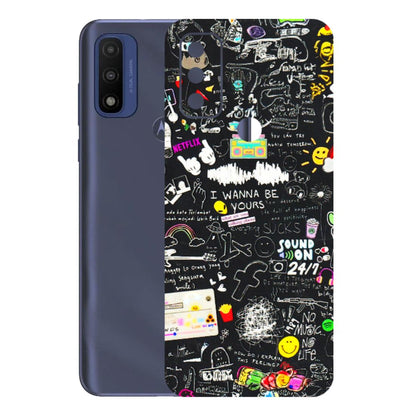 Motorola Phone Skins (All Models) - Black Creatives Doodles - 3D Embossed Finish (L-311) Motorola Moto G Pure