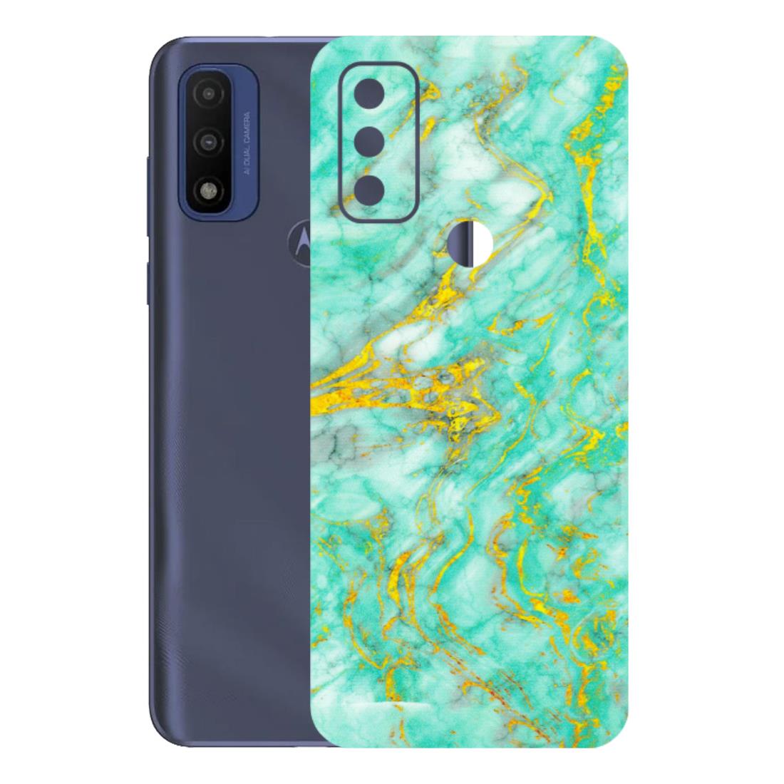 Motorola Phone Skins (All Models) - Green And Gold Marble Feel - Matte Finish (M-16) Motorola Moto G Pure