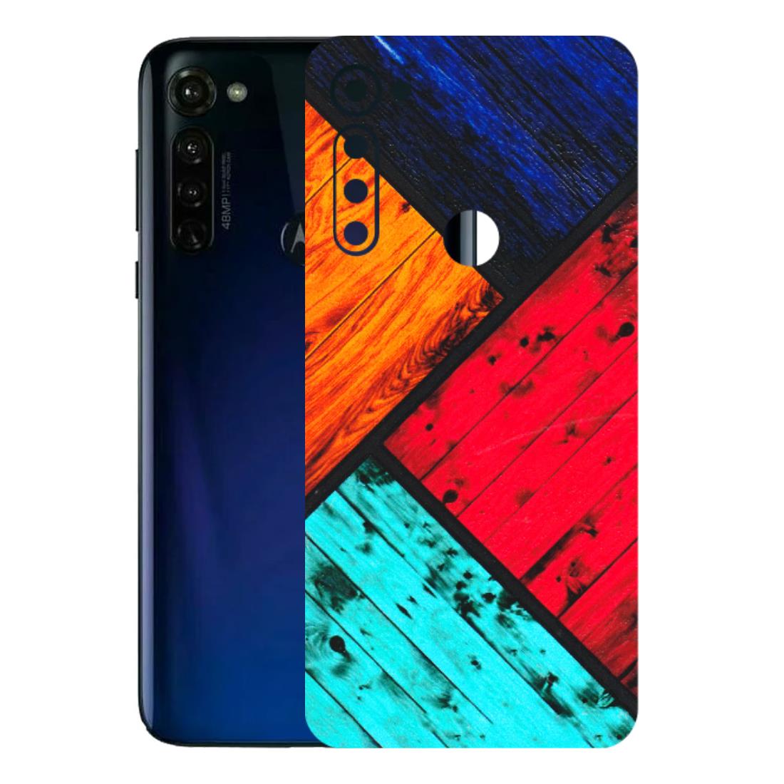 Motorola Phone Skins (All Models) - Colourful Wood Panels Abstract - 3D Embossed Finish (L-09) Motorola Moto G Stylus