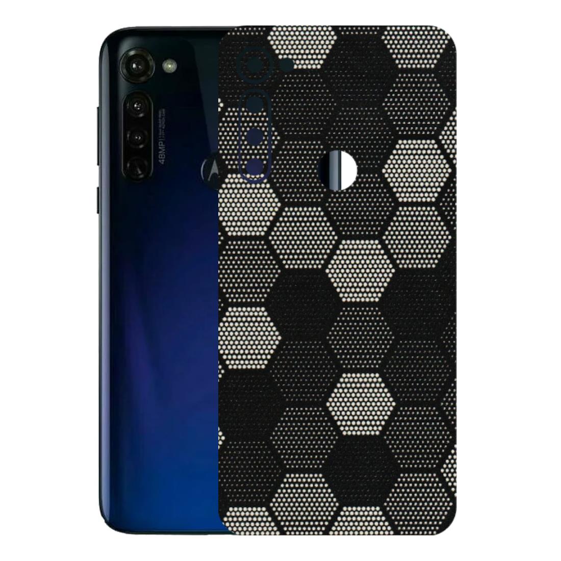Motorola Phone Skins (All Models) - Black & White Dotted Honeycomb Texture - 3D Embossed Finish (L-202) Motorola Moto G Stylus