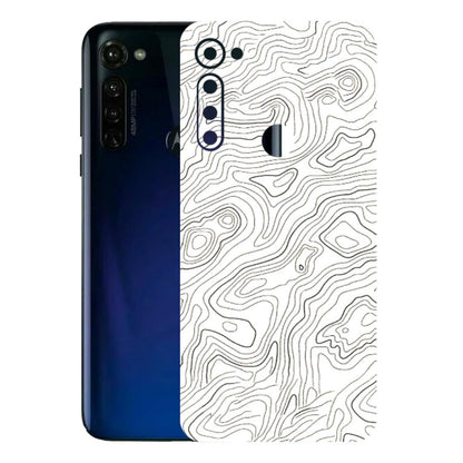 Motorola Phone Skins (All Models) - White Black Swirls - 3D Embossed Finish (L-219) Motorola Moto G Stylus