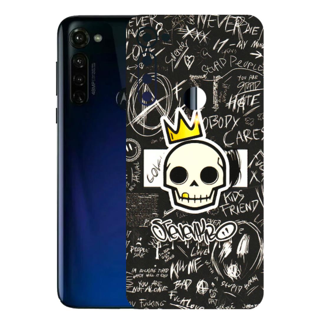 Motorola Phone Skins (All Models) - Funny Skull Black Chalk Grafitti - 3D Embossed Finish (L-22) Motorola Moto G Stylus