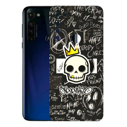 Motorola Phone Skins (All Models) - Funny Skull Black Chalk Grafitti - 3D Embossed Finish (L-22) Motorola Moto G Stylus