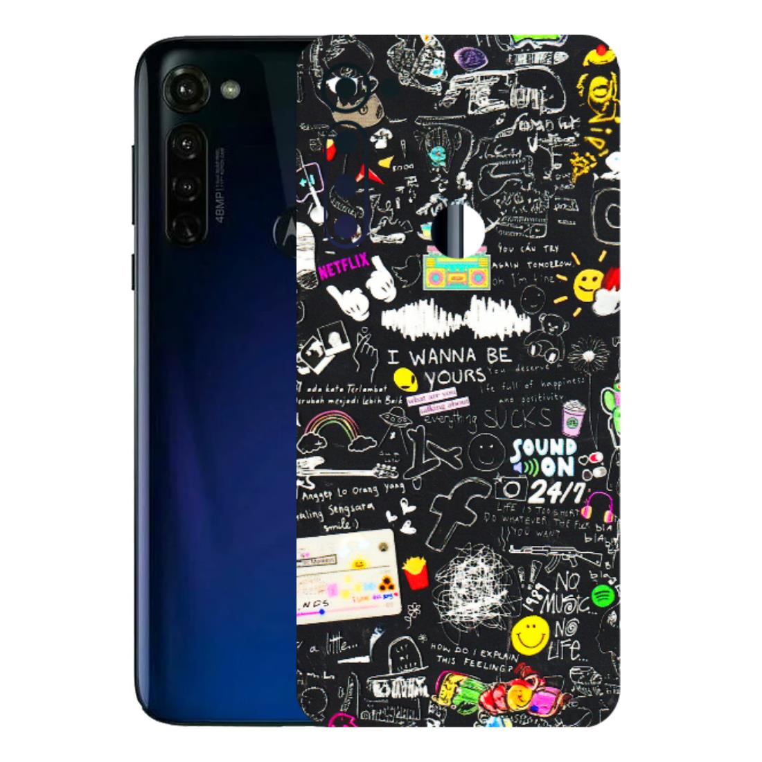 Motorola Phone Skins (All Models) - Black Creatives Doodles - 3D Embossed Finish (L-311) Motorola Moto G Stylus