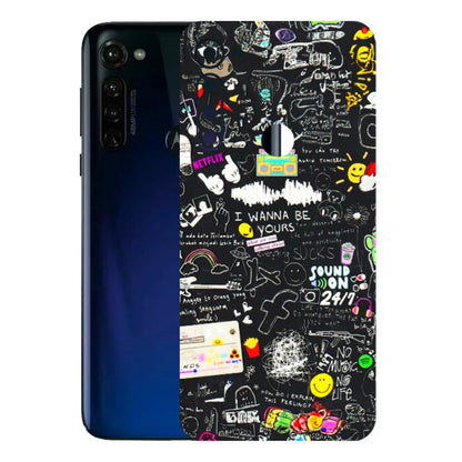 Motorola Phone Skins (All Models) - Black Creatives Doodles - 3D Embossed Finish (L-311) Motorola Moto G Stylus
