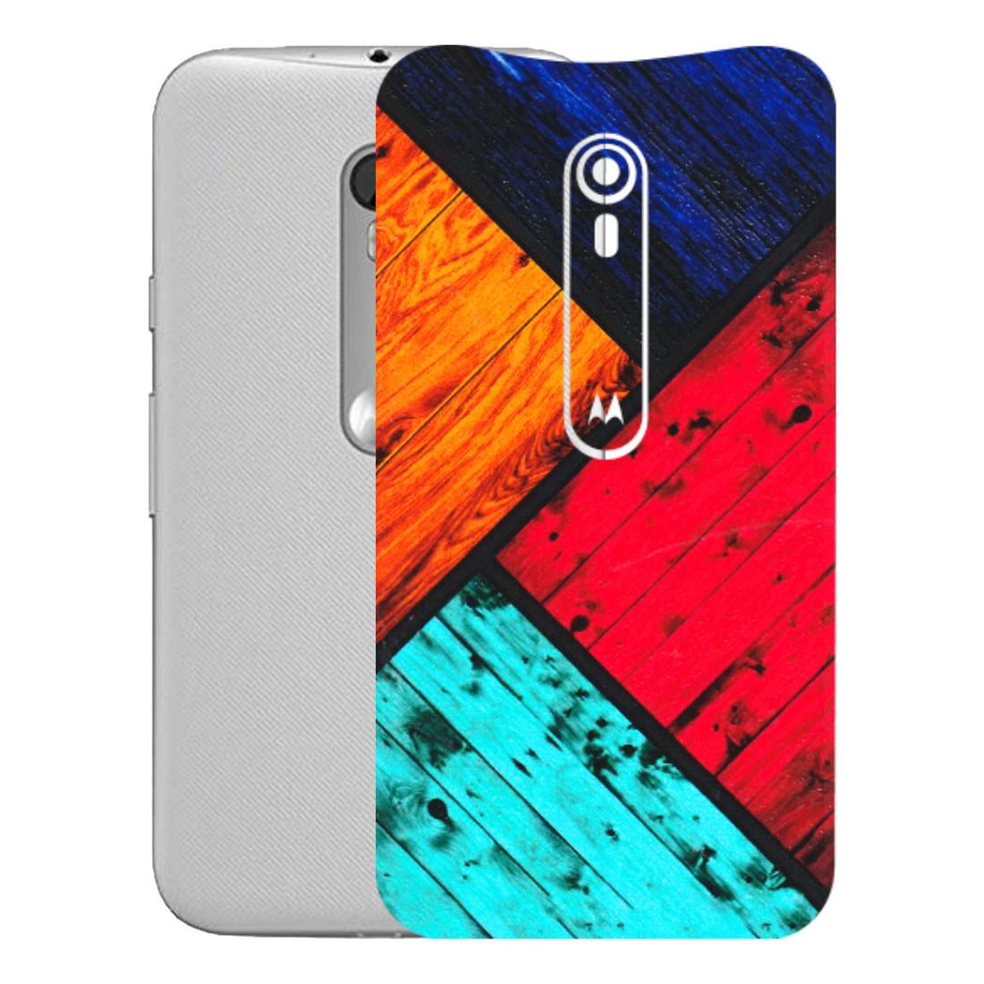 Motorola Phone Skins (All Models) - Colourful Wood Panels Abstract - 3D Embossed Finish (L-09) Motorola Moto G Turbo