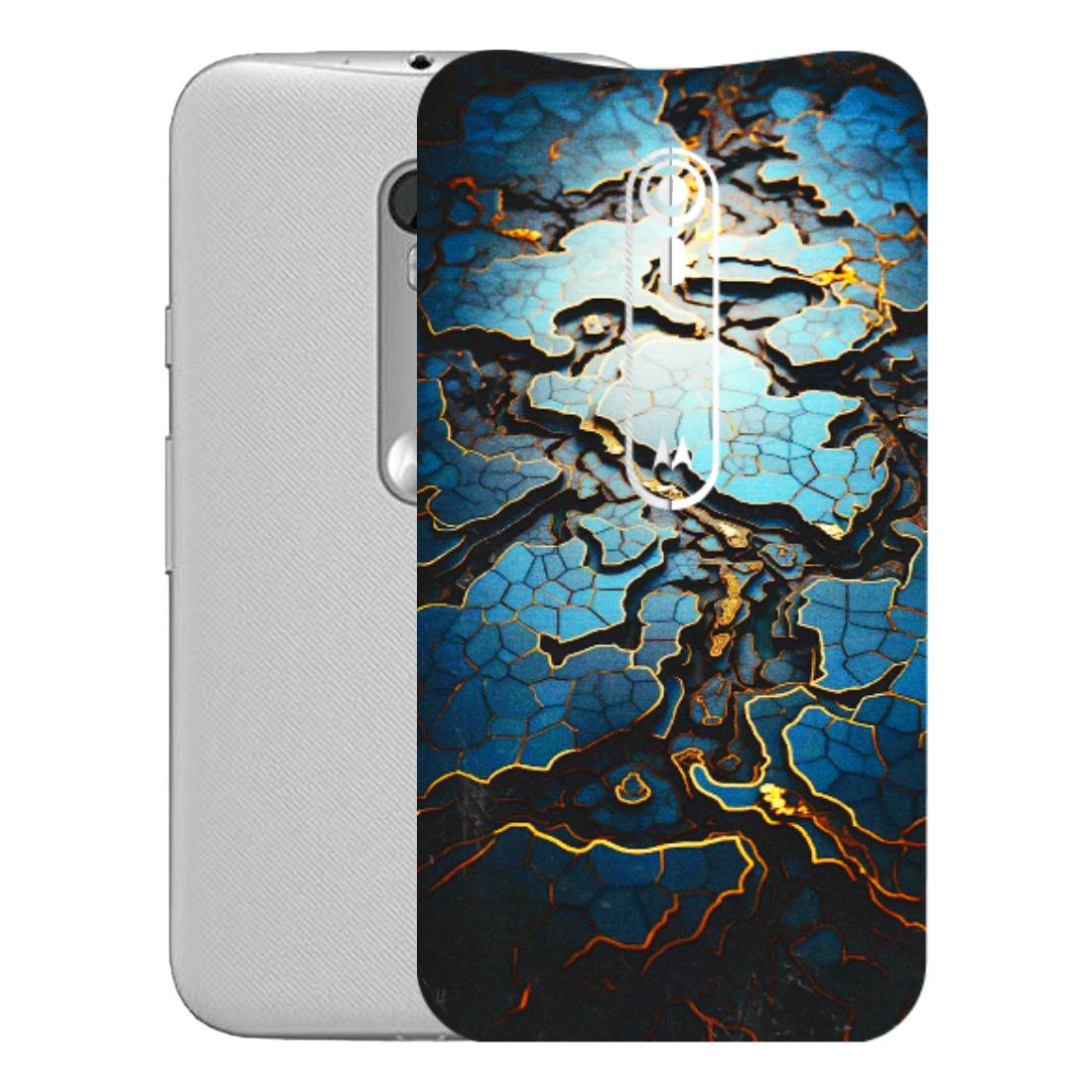 Motorola Phone Skins (All Models) - Blue Gold Abstract - 3D Embossed Finish (L-11) Motorola Moto G Turbo